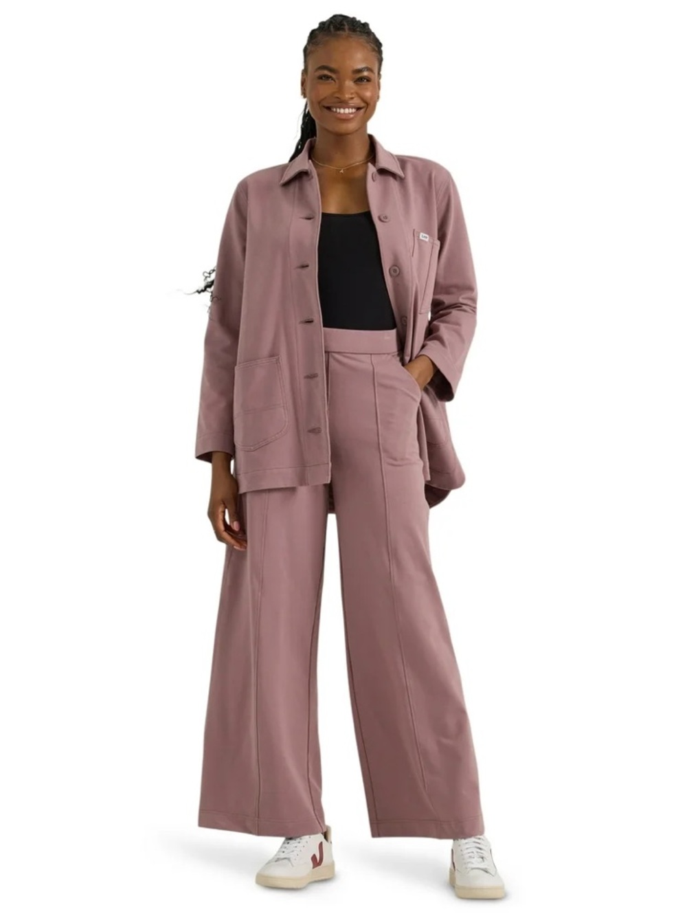 Lee Workwear Layers Womens Dreamy Muave Duster Jacket Drapy Pants  small and med